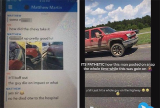 Images of what authorities say were crass Snapchat messages concerning a fatal crash
